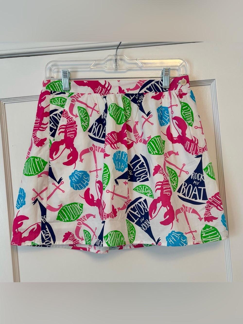 Lilly Pulitzer Mimosa Skirt Rock My Boat Shell Yeah Nautical Print M